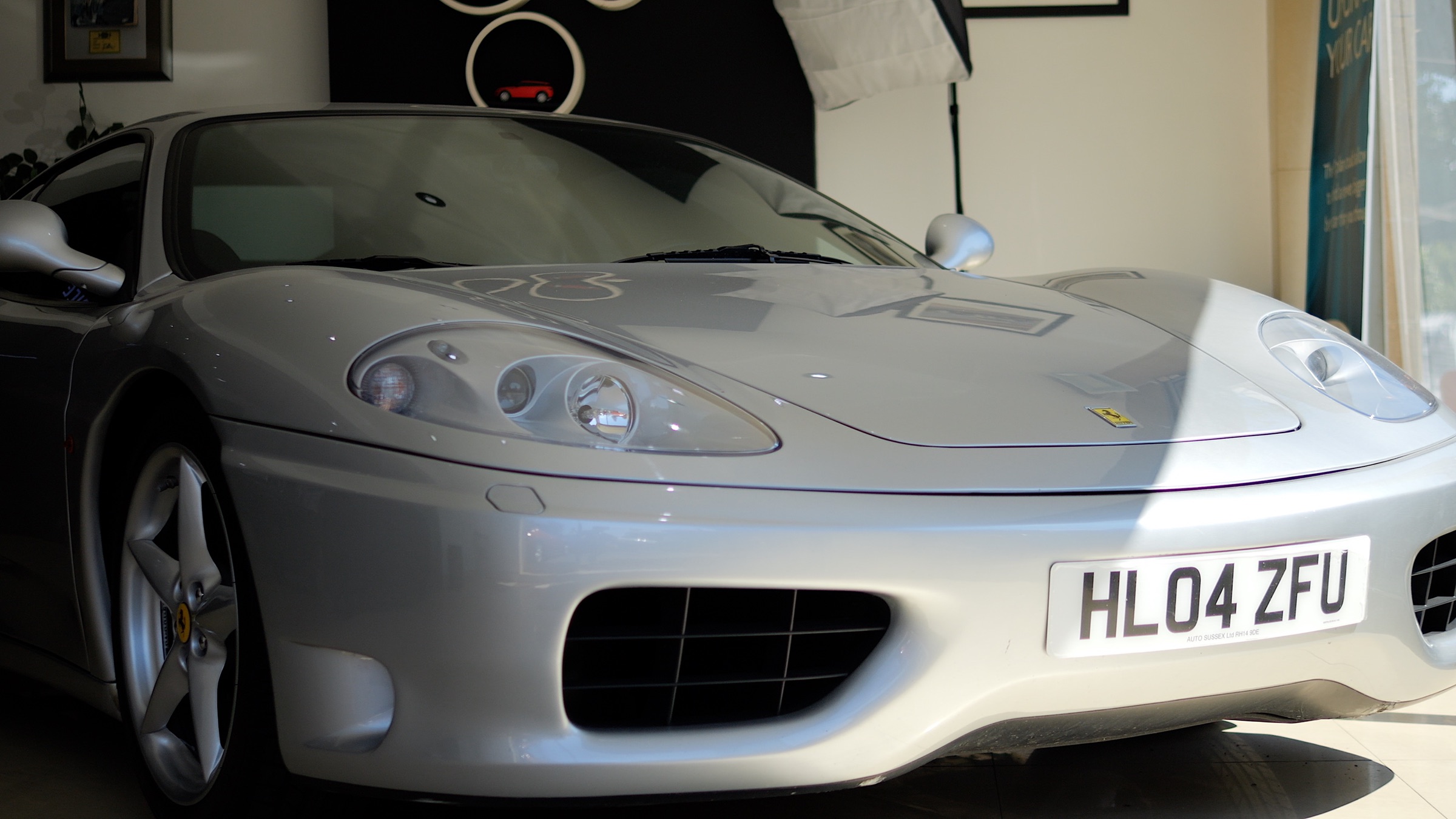 Ferrari photographed inside the 1st Choice Motors showroom