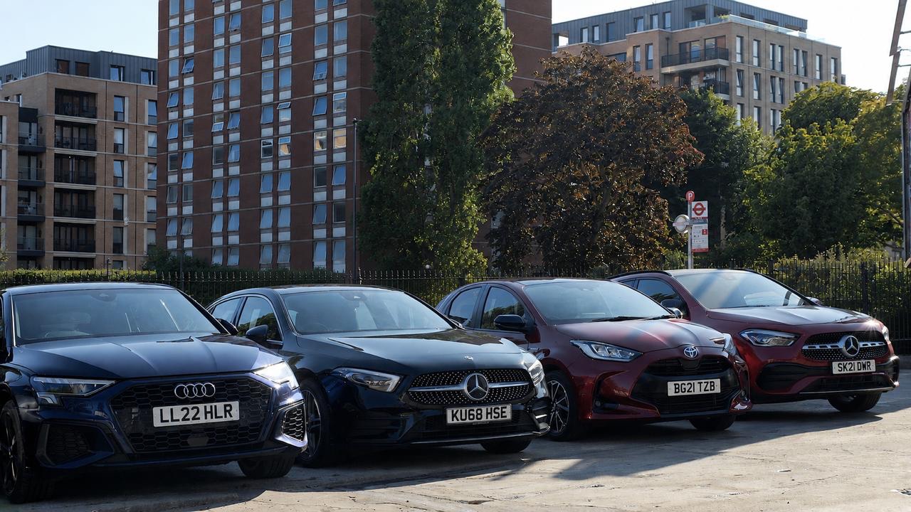 Cars lined up outside 1st Choice Motors in West London
